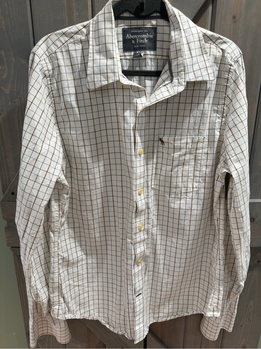 Abercrombie & Fitch Y2K Men’s XL Muscle Fit Plaid Button Down Shirt Cotton Moose